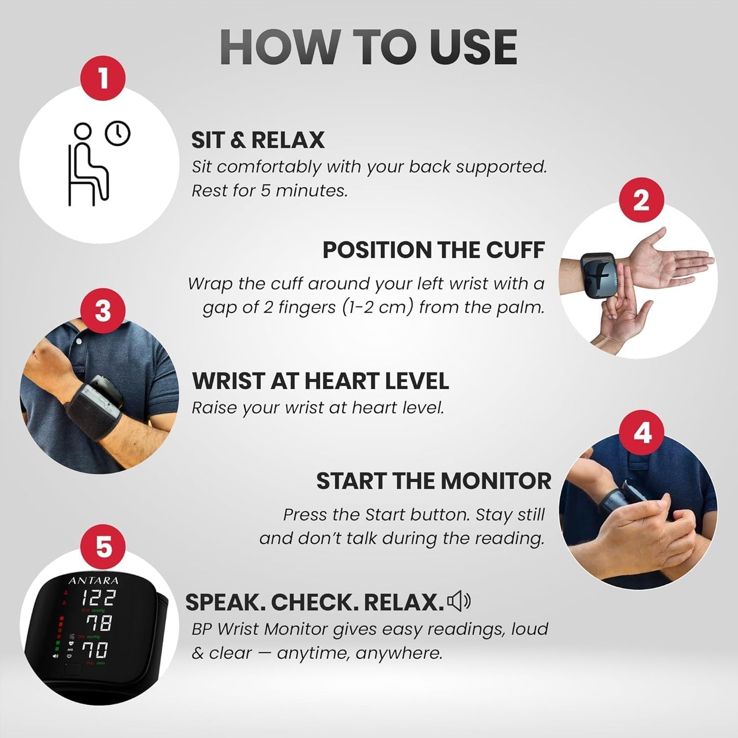 Digital Wrist Blood Pressure Monitor (Automatic BP Machine with LCD Display)