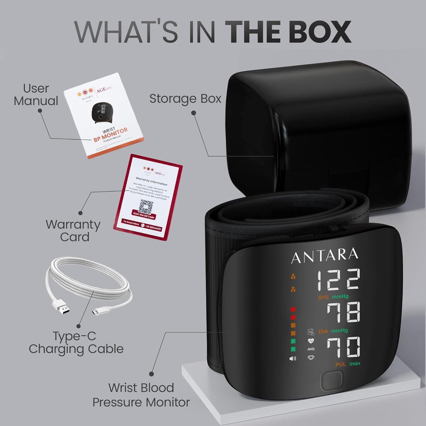 Digital Wrist Blood Pressure Monitor (Automatic BP Machine with LCD Display)